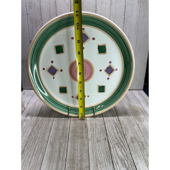 Vtg Caleca Belvidere Geometric Dinner Plate Hand Painted Italy 11" DIA Set of 2 - Picture 4 of 7